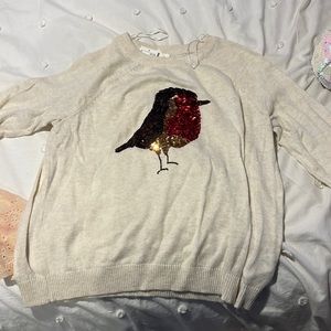 Bird Detail Sequin Sweater